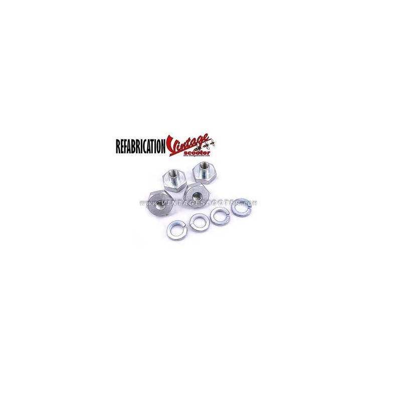 Jeu de 4 ecrous de roue ACMA clef de 21mm + grovers